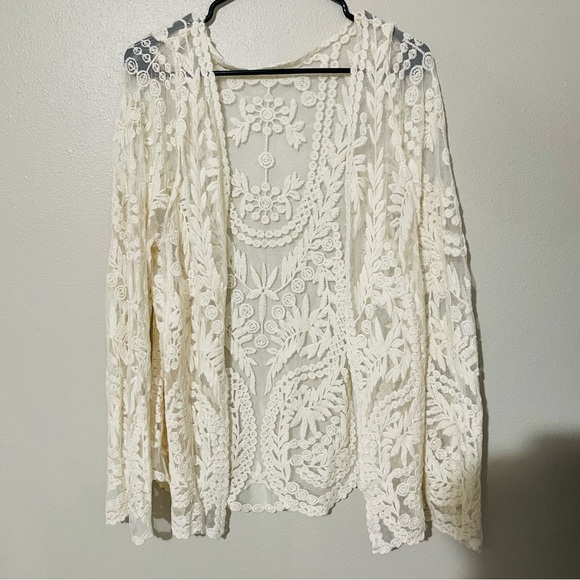 SHEIN Women’s Beach Lace open front Cover up cardigan kimono Small - Picture 7 of 8